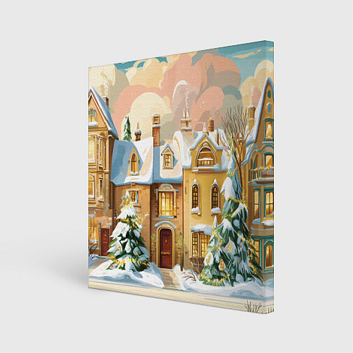 Картина квадратная Новогодний город / 3D-принт – фото 1