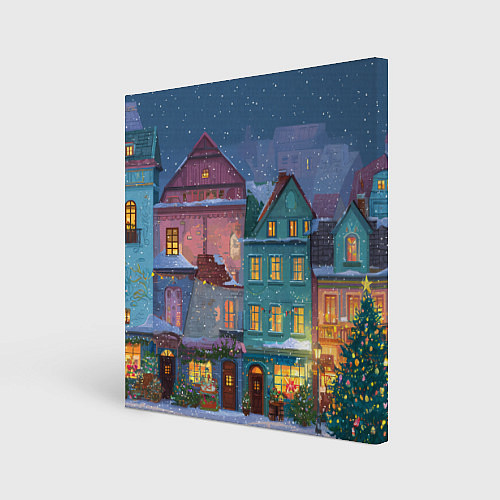 Картина квадратная Новогодний дворик / 3D-принт – фото 1