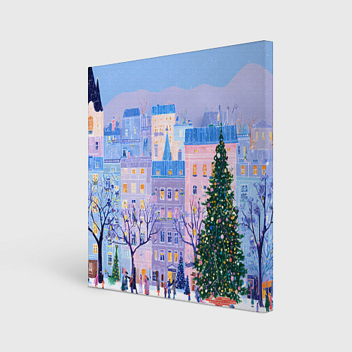 Картина квадратная Новогодний двор / 3D-принт – фото 1