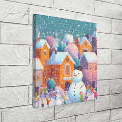 Холст квадратный Дети во дворе лепят снеговика, цвет: 3D-принт — фото 2