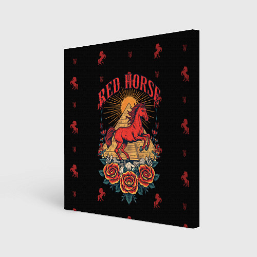 Картина квадратная Красная лошадь на фоне пирамиды / 3D-принт – фото 1