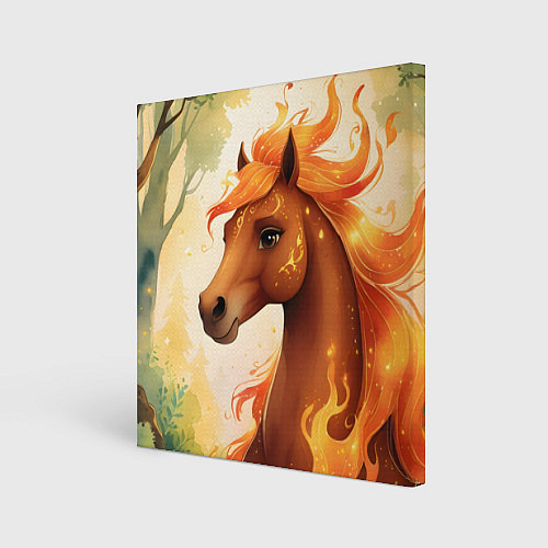 Картина квадратная Милая огненная лошадь / 3D-принт – фото 1
