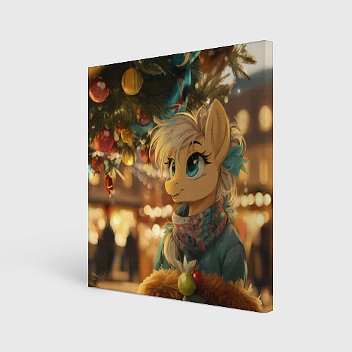 Картина квадратная Милая лошадка под елочкой / 3D-принт – фото 1