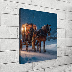 Холст квадратный Новогодняя лошадка с повозкой, цвет: 3D-принт — фото 2