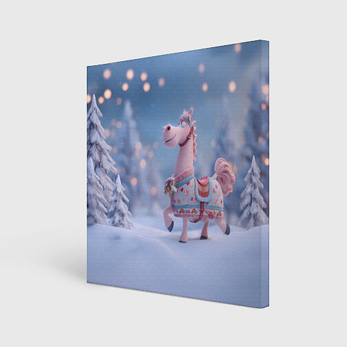 Картина квадратная Новогодняя милая лошадка / 3D-принт – фото 1