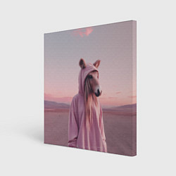 Холст квадратный Лошадка в худи, цвет: 3D-принт