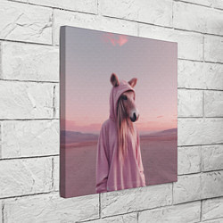 Холст квадратный Лошадка в худи, цвет: 3D-принт — фото 2