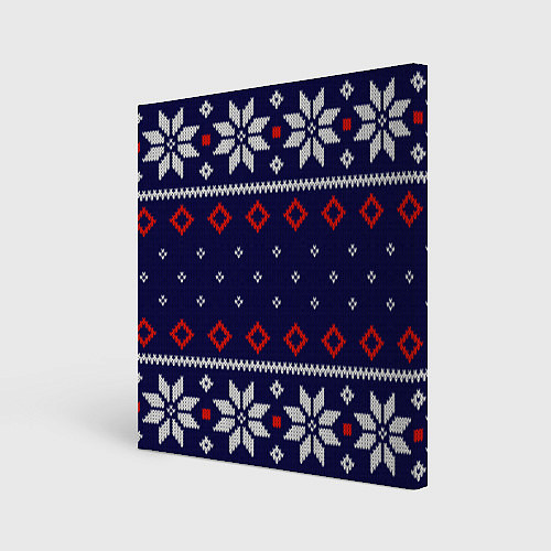 Картина квадратная Вязаный новогодний узор / 3D-принт – фото 1