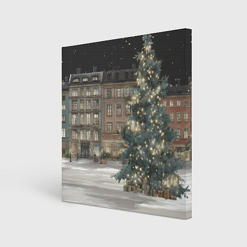 Картина квадратная Елка во дворе / 3D-принт – фото 1