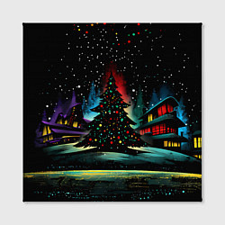 Холст квадратный Новый год на черном фоне, цвет: 3D-принт — фото 2