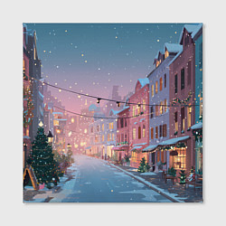 Холст квадратный Новогодняя улица, цвет: 3D-принт — фото 2