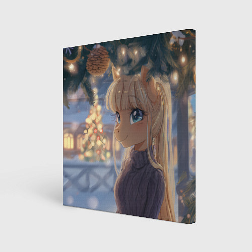 Картина квадратная Новогодняя анимешная лошадка / 3D-принт – фото 1