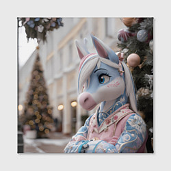 Холст квадратный Новогодняя лошадка у елки, цвет: 3D-принт — фото 2