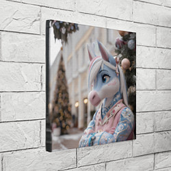 Холст квадратный Новогодняя лошадка у елки, цвет: 3D-принт — фото 2