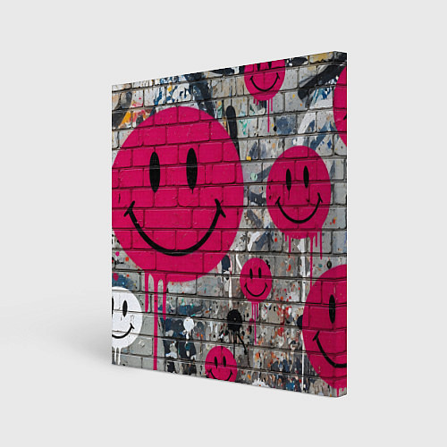 Картина квадратная Розовые смайлы граффити / 3D-принт – фото 1