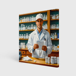 Картина квадратная Фармацевт у аптечных полок