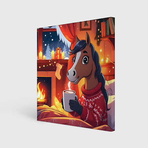 Картина квадратная Лошадка зимним вечером / 3D-принт – фото 1
