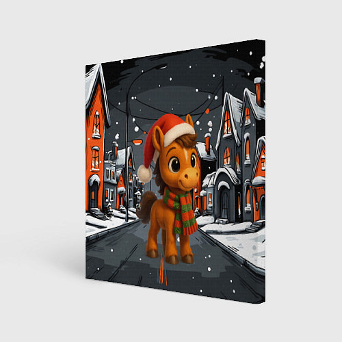 Картина квадратная Новогодняя лошадка 2026 год / 3D-принт – фото 1