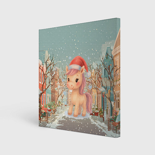 Картина квадратная Маленькая новогодняя милая лошадка / 3D-принт – фото 1