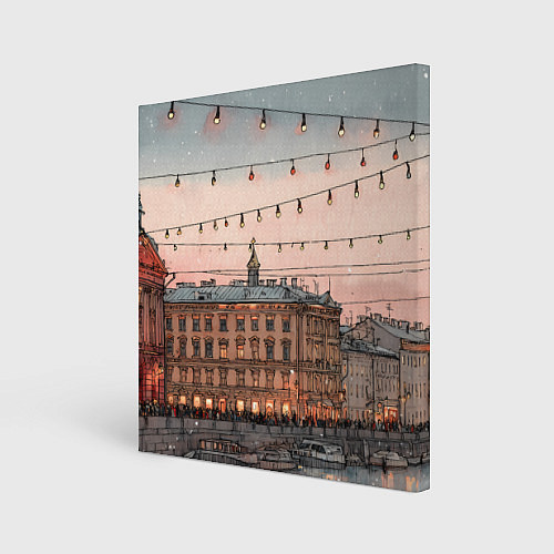 Картина квадратная Новогодний зимний Питер / 3D-принт – фото 1