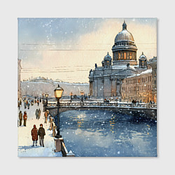 Холст квадратный Санкт-Петербург снежный день, цвет: 3D-принт — фото 2