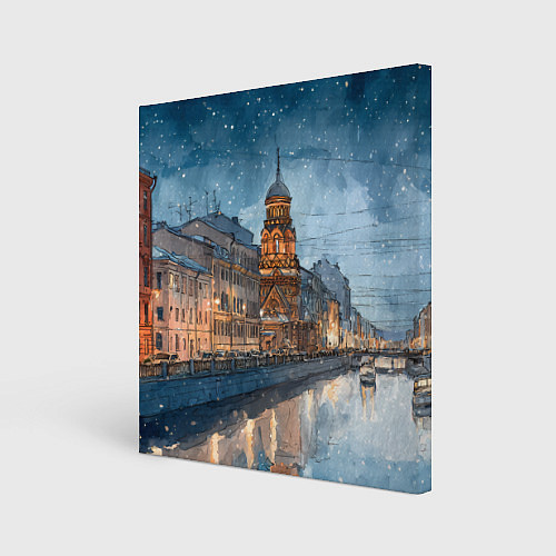 Картина квадратная Санкт-Петербург зимний город / 3D-принт – фото 1