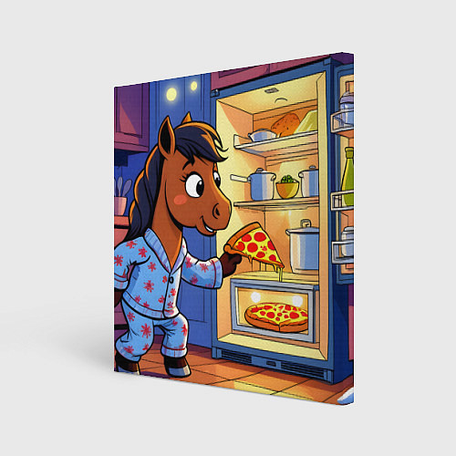 Картина квадратная Лошадка и пицца / 3D-принт – фото 1