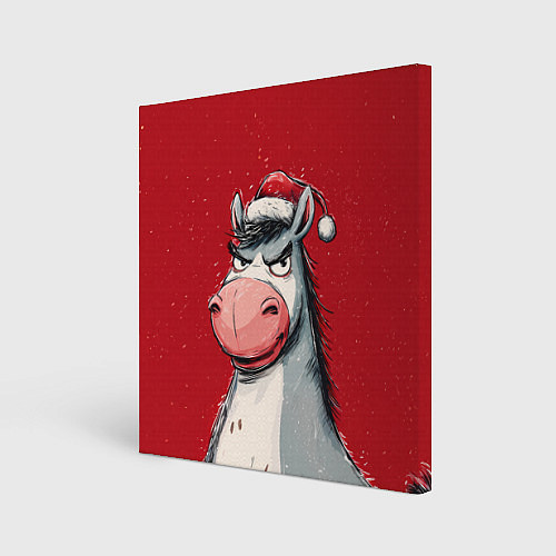 Картина квадратная Недовольная новогодняя лошадь / 3D-принт – фото 1