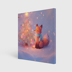 Холст квадратный Лисичка Новый год, цвет: 3D-принт