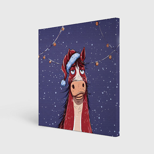 Картина квадратная Новогодняя лошадь символ 2026 года / 3D-принт – фото 1