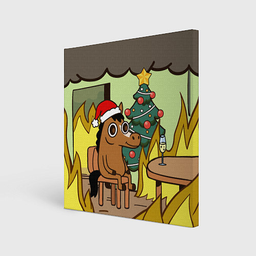 Картина квадратная Конь среди огня - this is fine / 3D-принт – фото 1