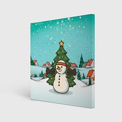 Картина квадратная Снеговик - Новогодний Зож