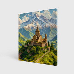 Картина квадратная Храм у подножия вечных вершин