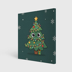 Картина квадратная Новогодняя елочка с огоньками
