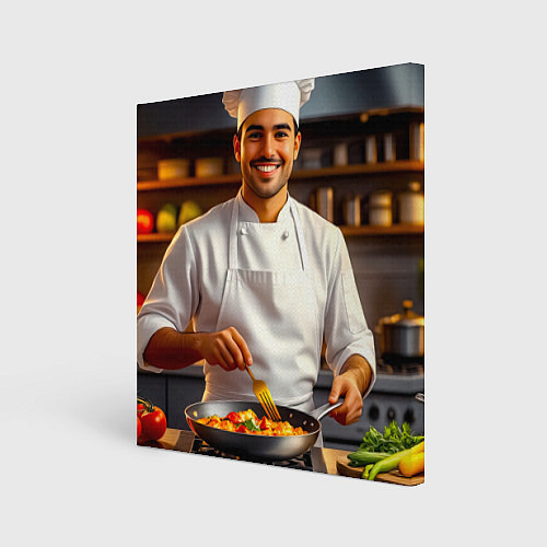 Картина квадратная Шеф-повар в деле / 3D-принт – фото 1