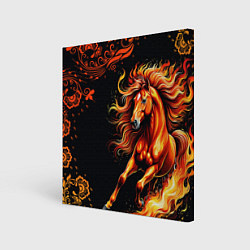 Картина квадратная Огненный конь в русской хохломе