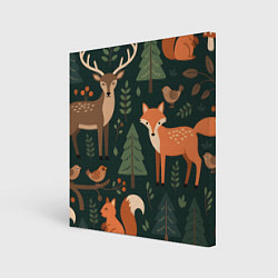 Картина квадратная В лесу с животными