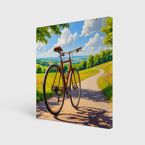 Картина квадратная Велопрогулка в лучах лета / 3D-принт – фото 1