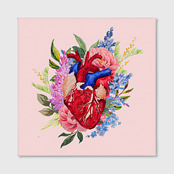 Холст квадратный Цветочное сердце, цвет: 3D-принт — фото 2
