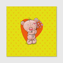 Холст квадратный Мишка с цветочками, цвет: 3D-принт — фото 2