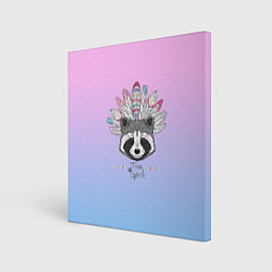 Холст квадратный Raccoon: Free Spirit, цвет: 3D-принт