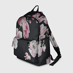Рюкзак Цветы на черном фоне, цвет: 3D-принт