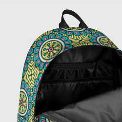 Рюкзак Хризантемы: бирюзовый узор, цвет: 3D-принт — фото 2