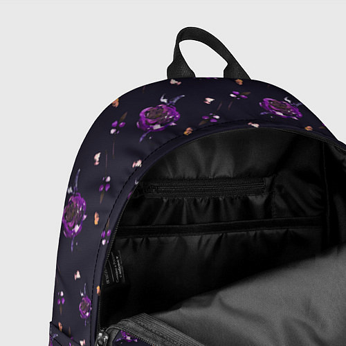 Рюкзак Фиолетовые розы на темном фоне / 3D-принт – фото 4