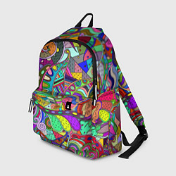Рюкзак Дудлы узор разноцветный хиппи, цвет: 3D-принт
