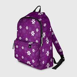 Рюкзак Узор цветы на фиолетовом фоне, цвет: 3D-принт