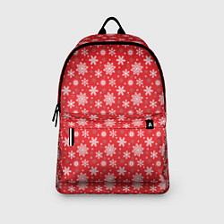 Рюкзак Снежинки красный фон, цвет: 3D-принт — фото 2