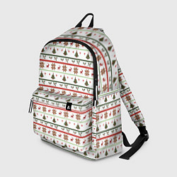 Рюкзак Узор новогодний Бело-красно-зеленый, цвет: 3D-принт