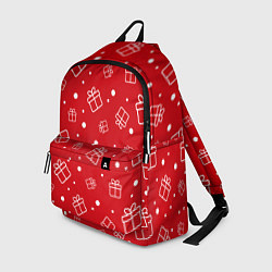 Рюкзак Новогодние подарки на красном фоне