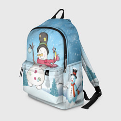 Рюкзак Снеговик в снежном дворике, цвет: 3D-принт